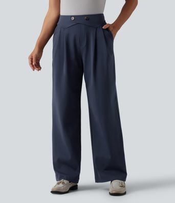 Halara Flex™ DayStretch High Waisted Straight Leg Work Trousers with Pockets