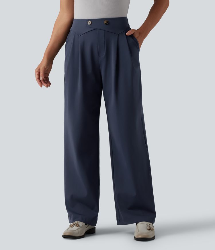 Halara Flex™ DayStretch High Waisted Straight Leg Work Trousers with Pockets