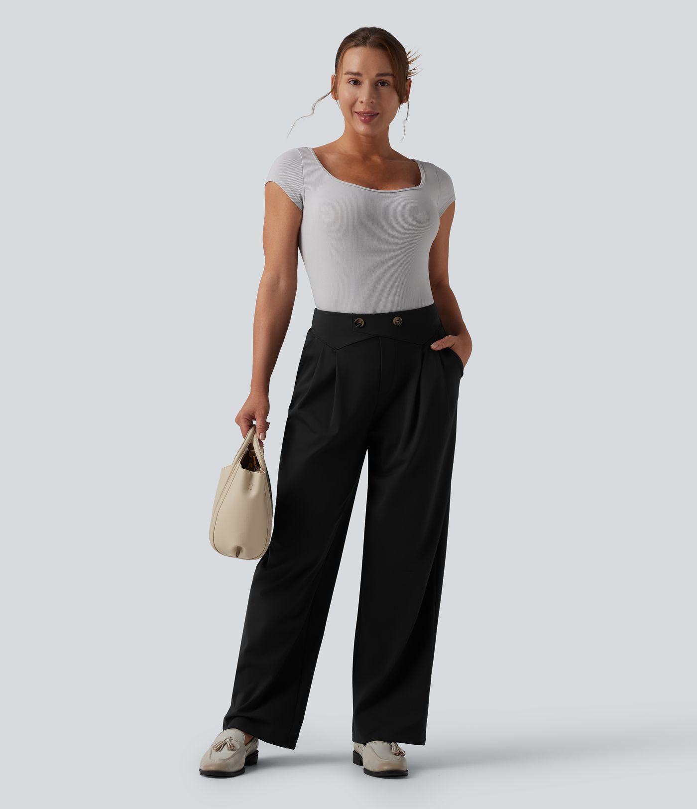 Halara Flex™ DayStretch ψηλόμεσα ίσια παντελόνια εργασίας με τσέπες