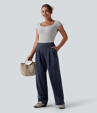 Halara Flex™ DayStretch High Waisted Straight Leg Work Trousers with Pockets