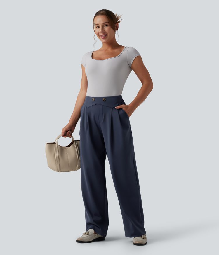 Halara Flex™ DayStretch High Waisted Straight Leg Work Trousers with Pockets