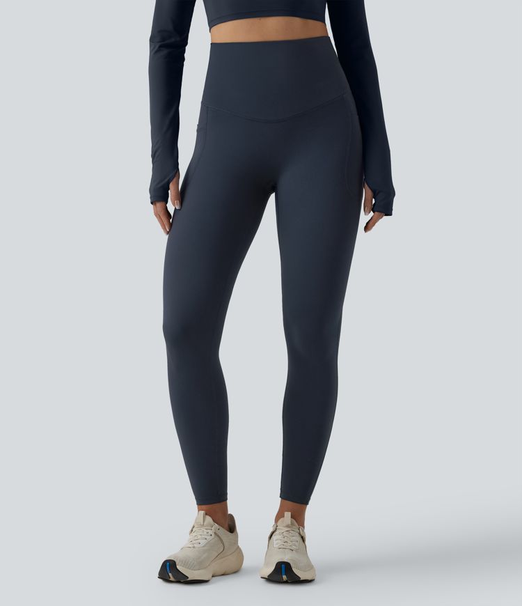 Halara Ultrasculpt™ - Laufleggings mit hohem Crossover-Bund, Seitentaschen und Bauchkontrolle