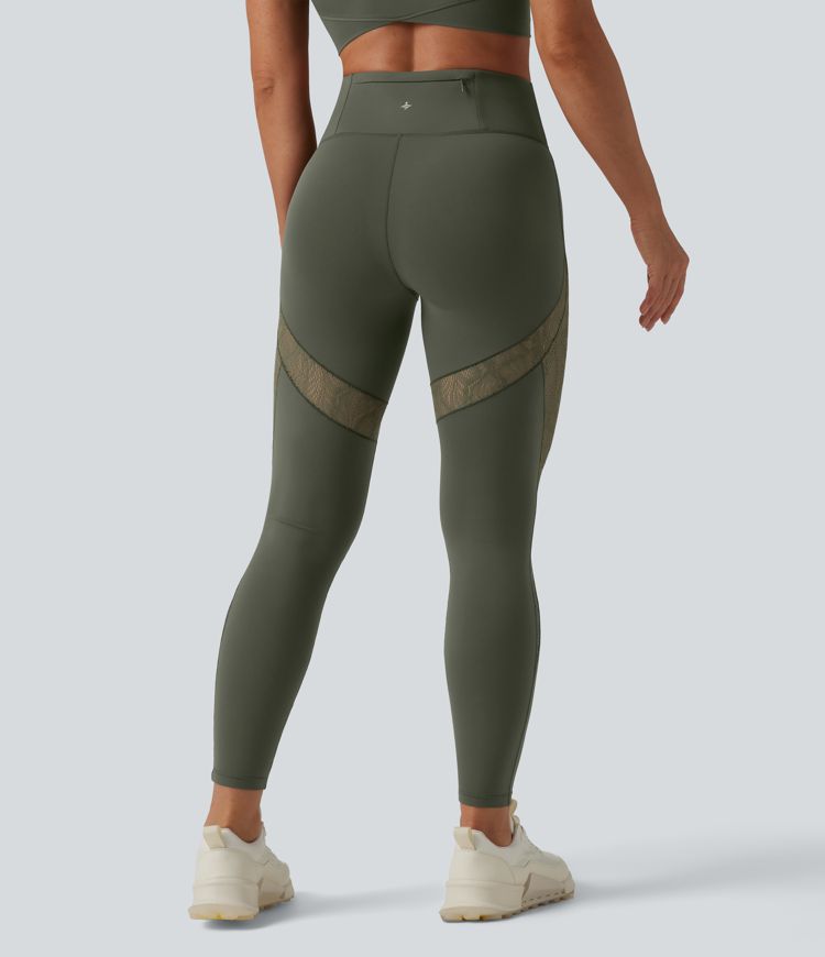 Legging d'entraînement SoftlyZero™ taille haute dentelle contrastante avec poche - UPF50+