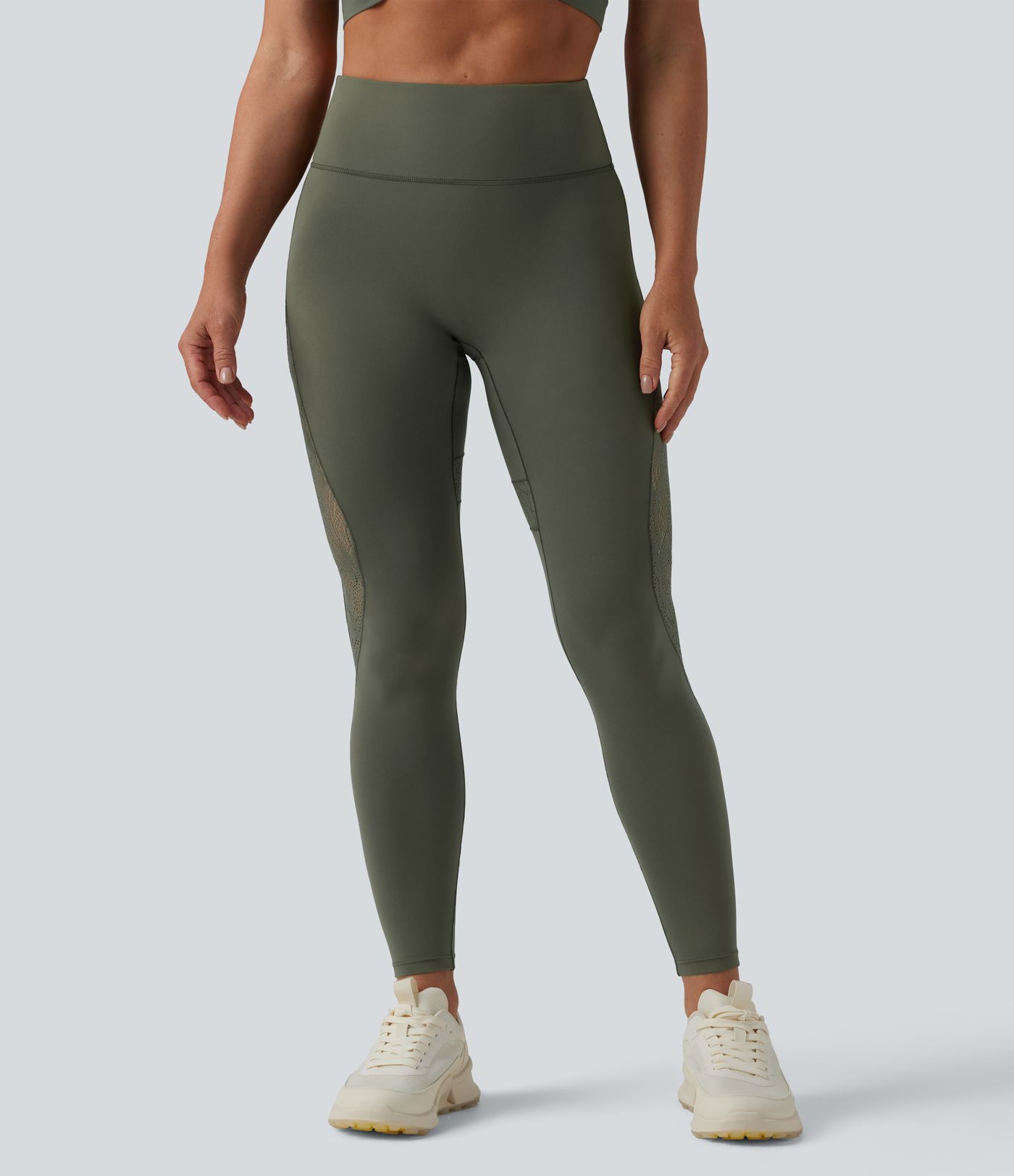 Legging d'entraînement SoftlyZero™ taille haute dentelle contrastante avec poche - UPF50+