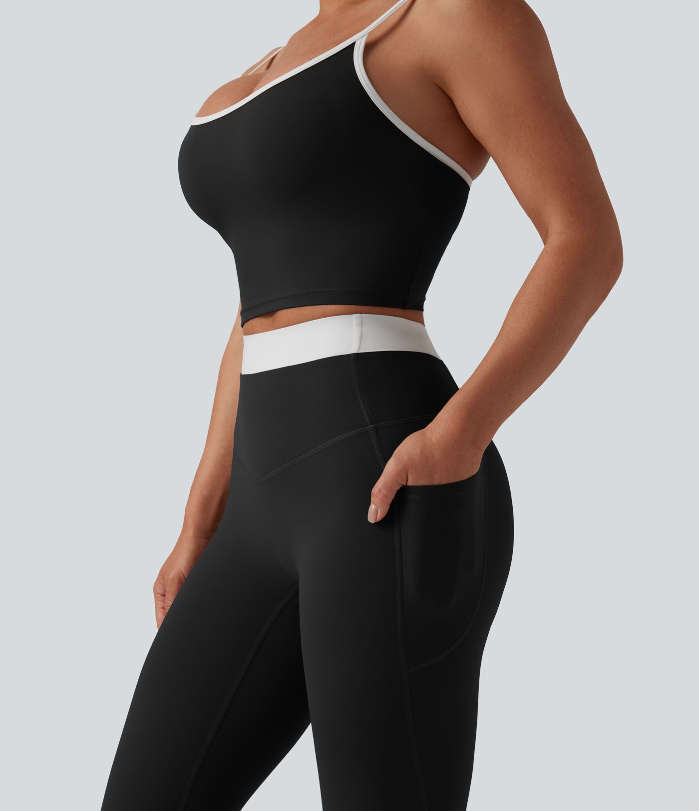 Halara UltraSculpt™ High Waisted Tummy Control Color Block Yoga Leggings with Pockets