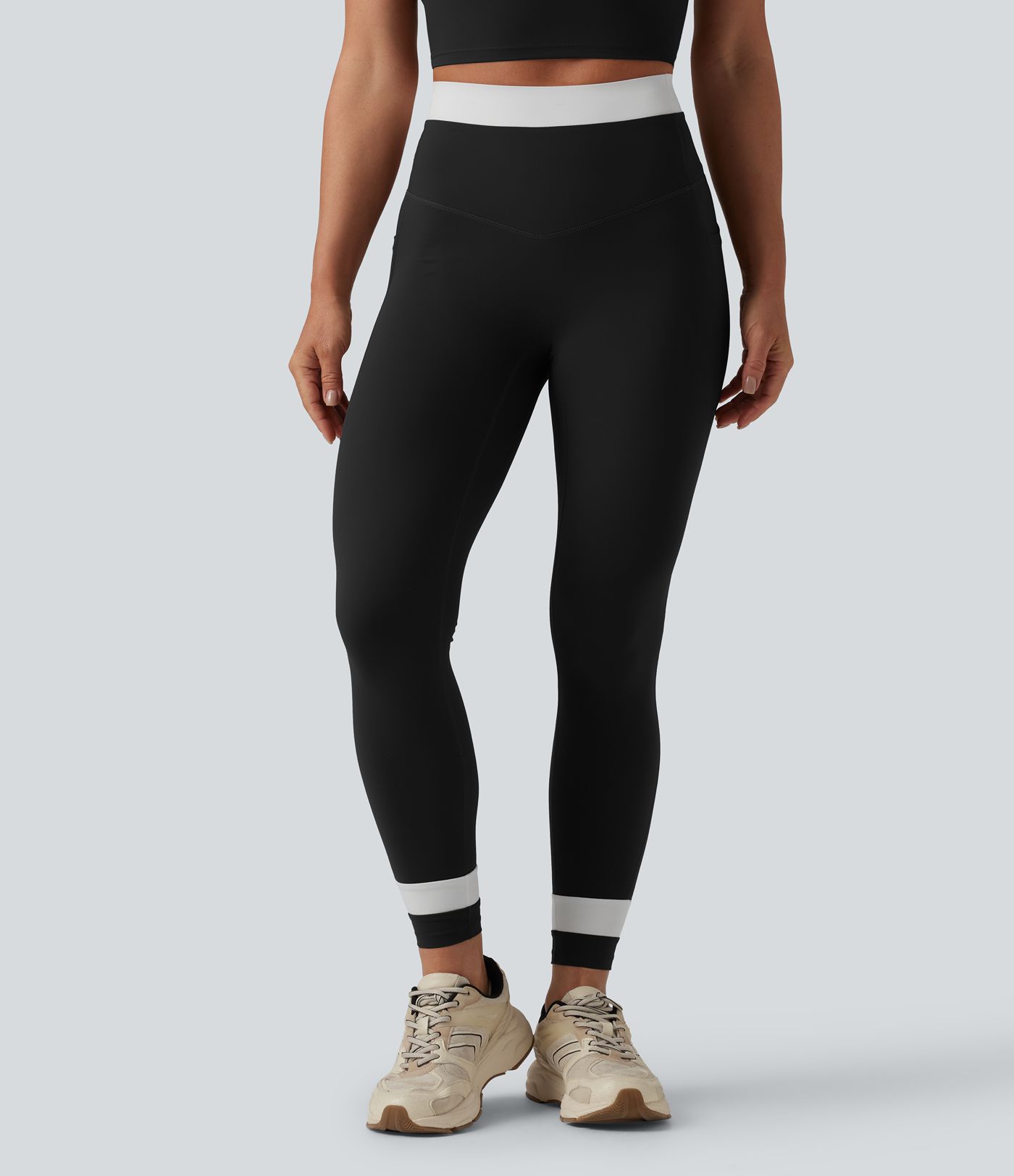 Halara UltraSculpt™ High Waisted Tummy Control Color Block Yoga Leggings with Pockets