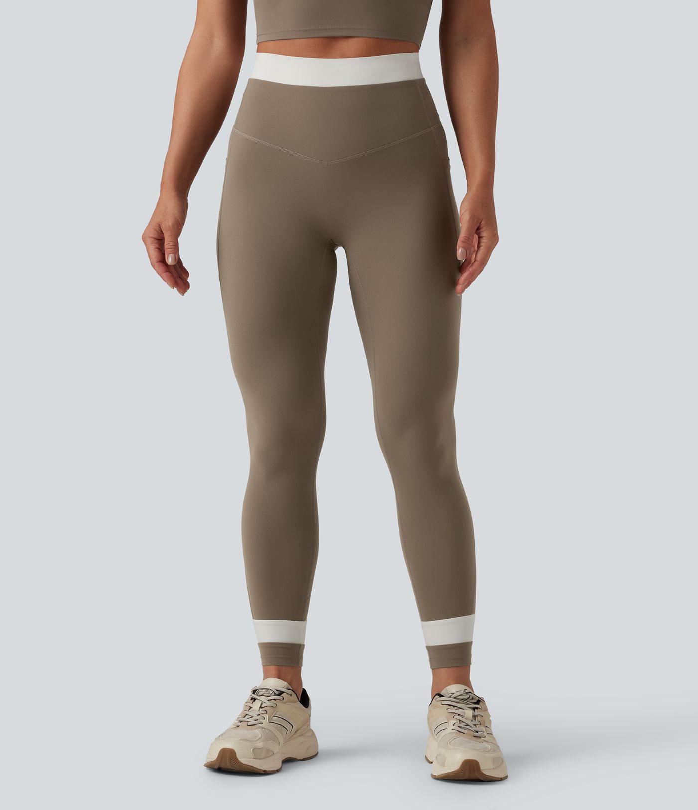 Halara UltraSculpt™ High Waisted Tummy Control Color Block Yoga Leggings with Pockets