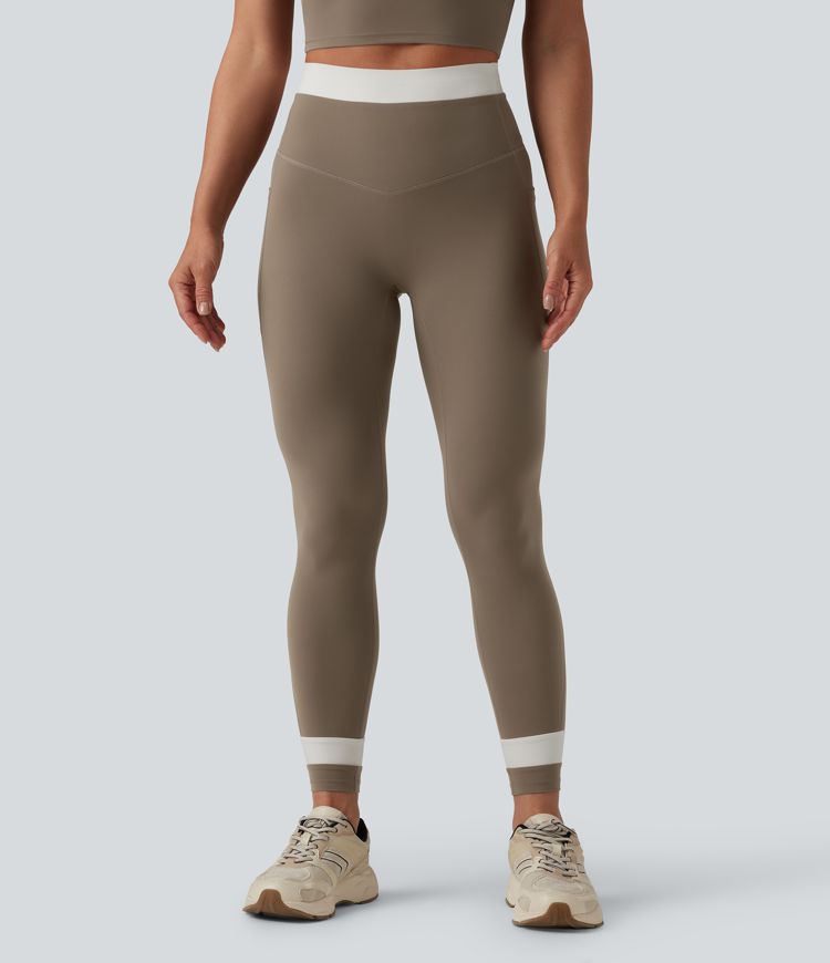 Halara UltraSculpt™ High Waisted Tummy Control Color Block Yoga Leggings with Pockets