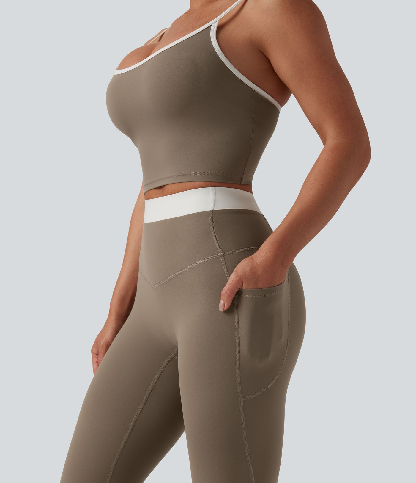 Halara UltraSculpt™ High Waisted Tummy Control Color Block Yoga Leggings with Pockets