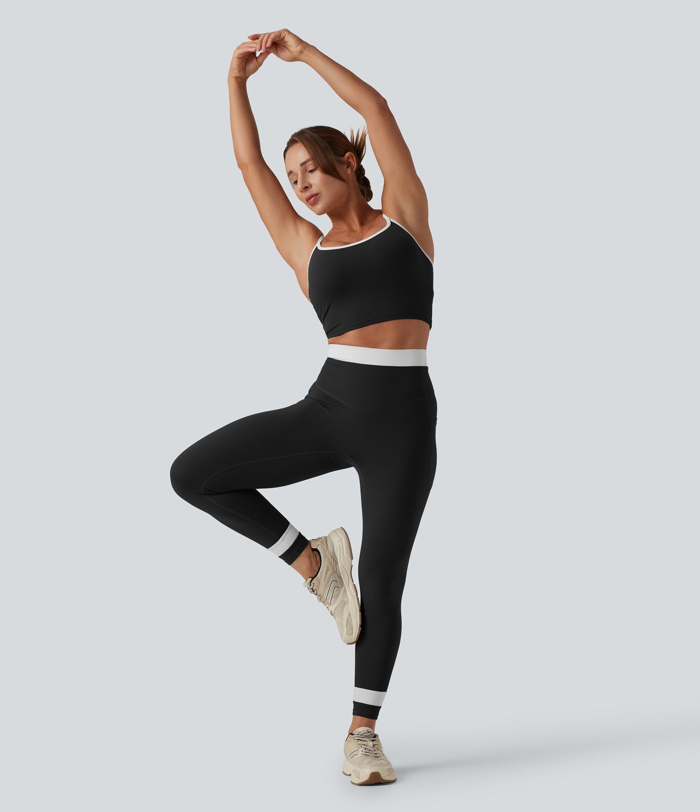 Halara UltraSculpt™ High Waisted Tummy Control Color Block Yoga Leggings with Pockets