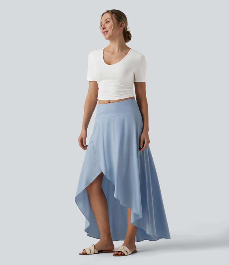 V Neck Short Sleeve Cropped Casual T-Shirt