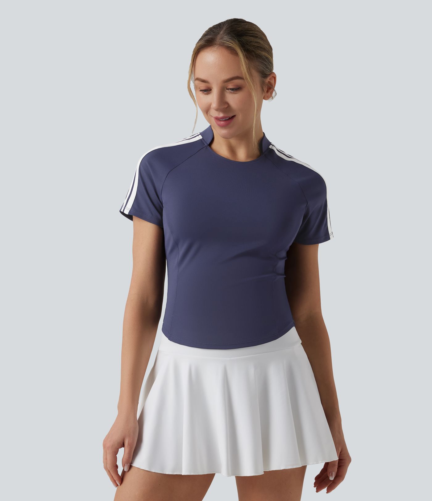 SoftlyZero™ QuickDry Short Sleeve Color Block Tennis Sports Top