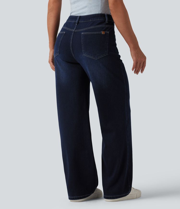 Halara Flex™ Mid Rise Straight Leg Casual Jeans with Pockets