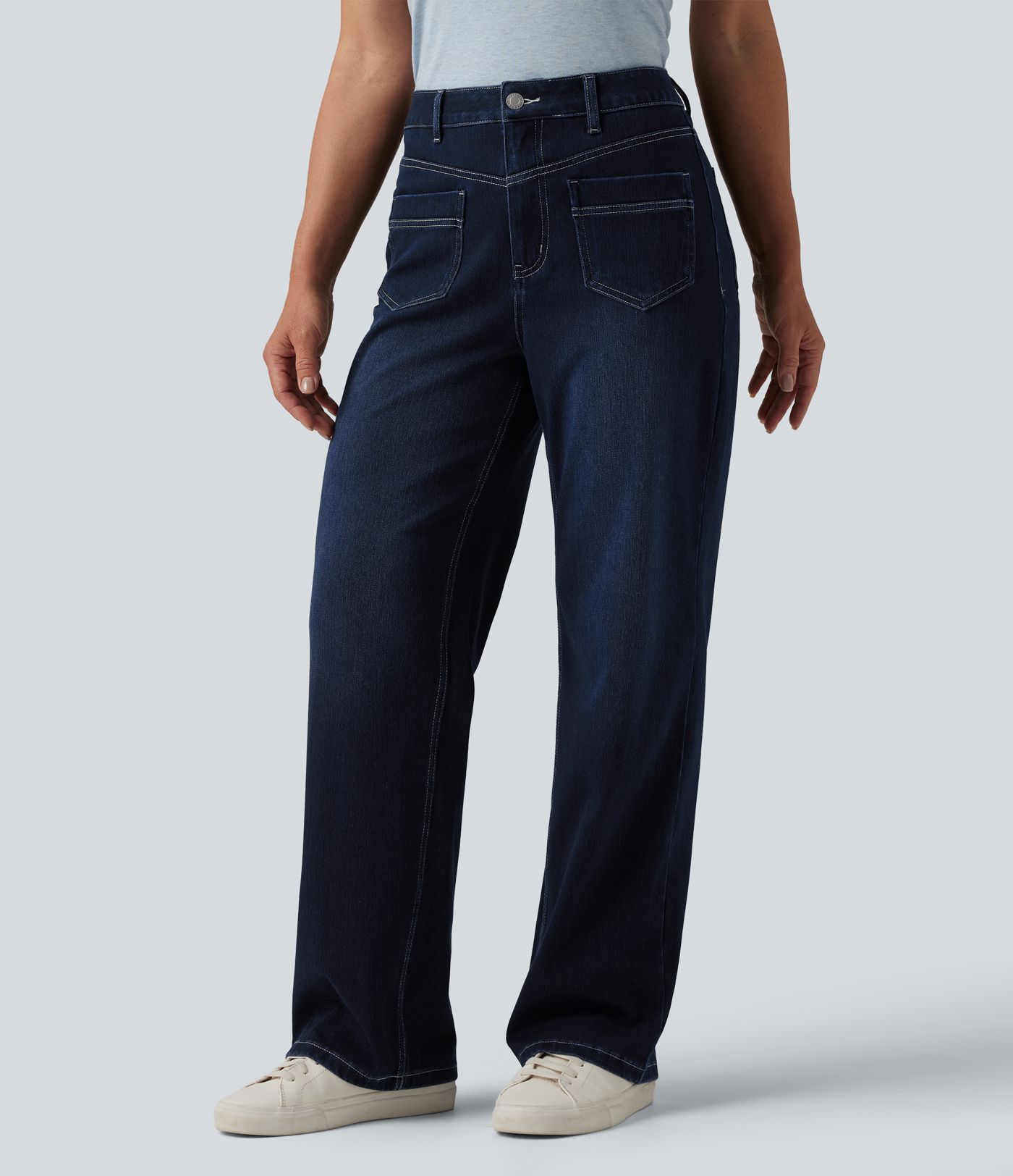 Halara Flex™ Mid Rise Straight Leg Casual Jeans with Pockets