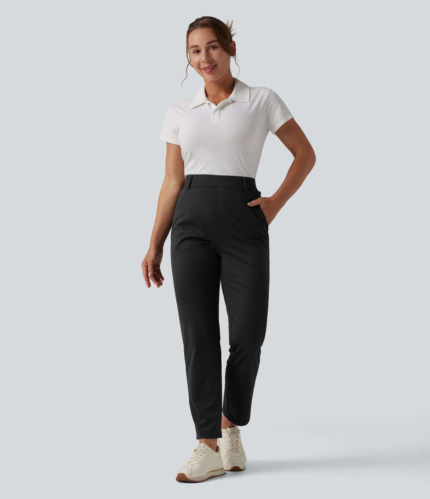 Golfhose mit mittelhohem Bund, Seitentasche und Golf-Tee-Tasche - schnelltrocknend, UPF40+