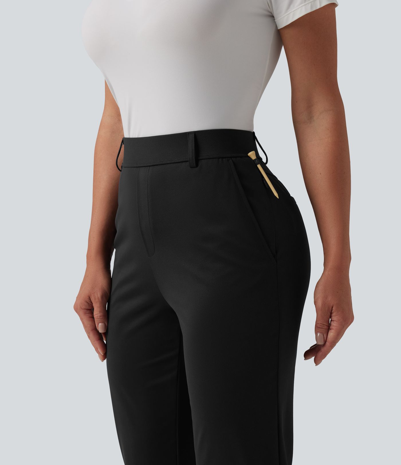 Golfhose mit mittelhohem Bund, Seitentasche und Golf-Tee-Tasche - schnelltrocknend, UPF40+