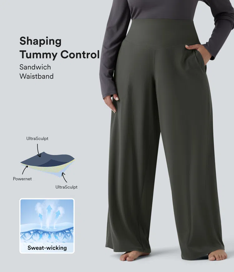 Halara UltraSculpt™ High Waisted Tummy Control Straight Leg Yoga Plus Size Pants with Pockets