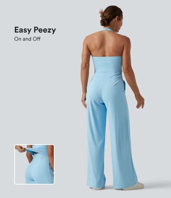 SoftlyZero™ Airy Halter Cool Touch Casual Jumpsuit with Pockets-Easy Peezy Edition