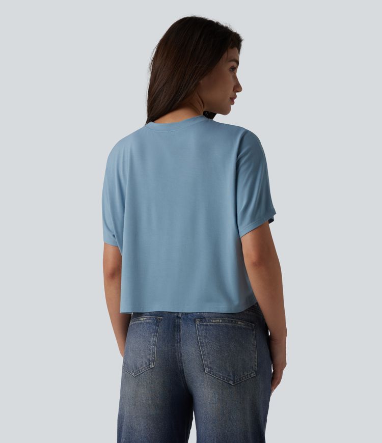 Round Neck Batwing Short Sleeve Casual T-Shirt Round Neck Batwing Short Sleeve Casual T-Shirt