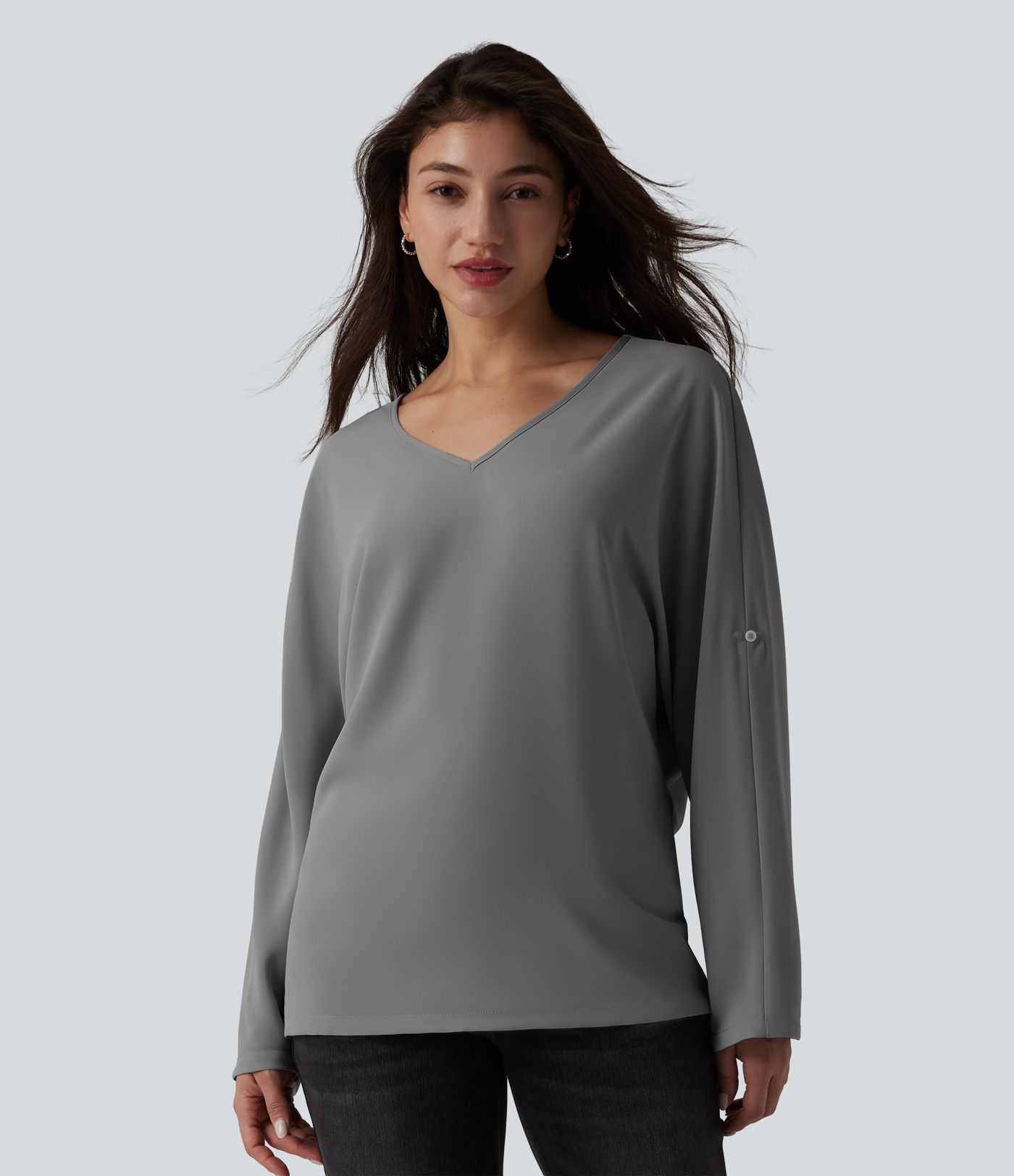 Blouse de travail col V manches longues anti-froissage