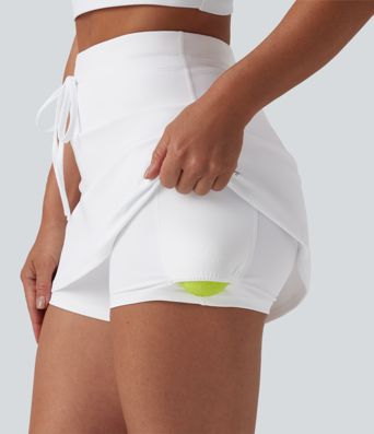 Softlyzero™ Airy High Waisted Drawstring Tummy Control 2-in-1 Cool Touch Mini Tennis Skirt with Pockets