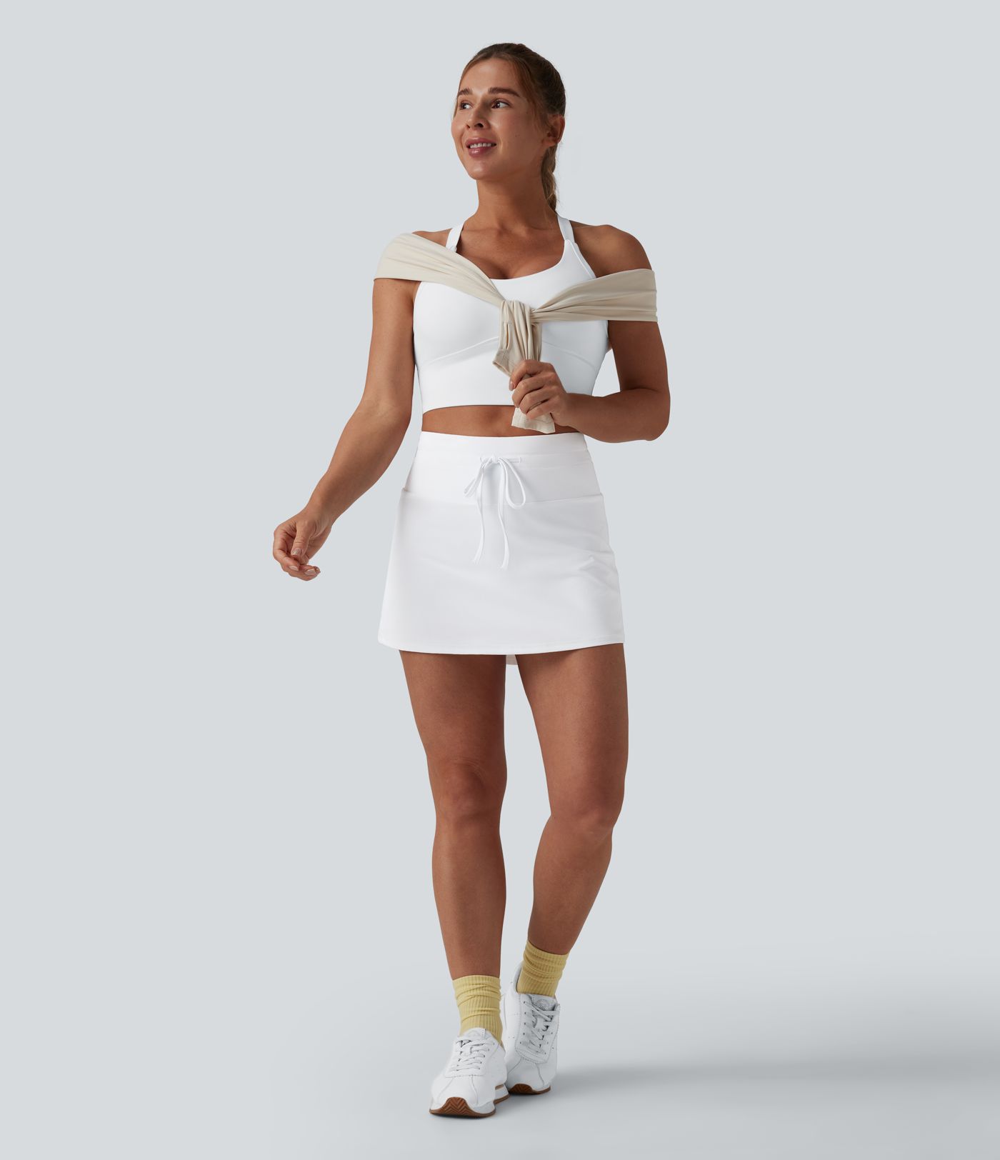 Softlyzero™ Airy High Waisted Drawstring Tummy Control 2-in-1 Cool Touch Mini Tennis Skirt with Pockets
