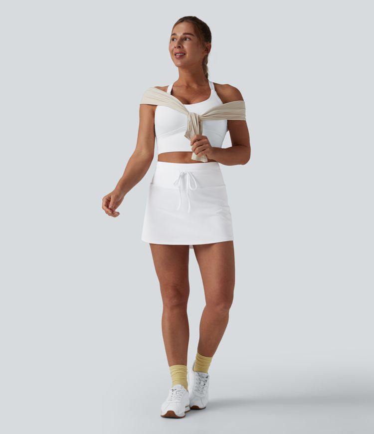 Softlyzero™ Airy High Waisted Drawstring Tummy Control 2-in-1 Cool Touch Mini Tennis Skirt with Pockets