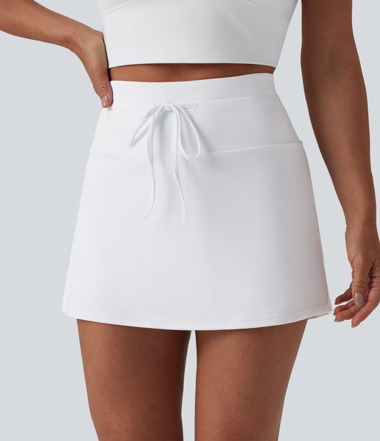 Softlyzero™ Airy High Waisted Drawstring Tummy Control 2-in-1 Cool Touch Mini Tennis Skirt with Pockets