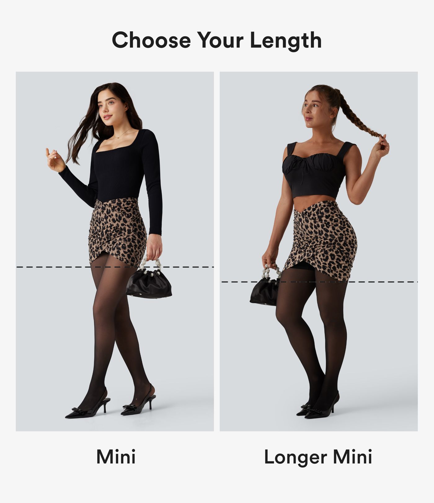 Jupe mini moulante 2-en-1 Halara UltraSculpt™ taille haute croisée imprimé léopard - Longueur rallongée