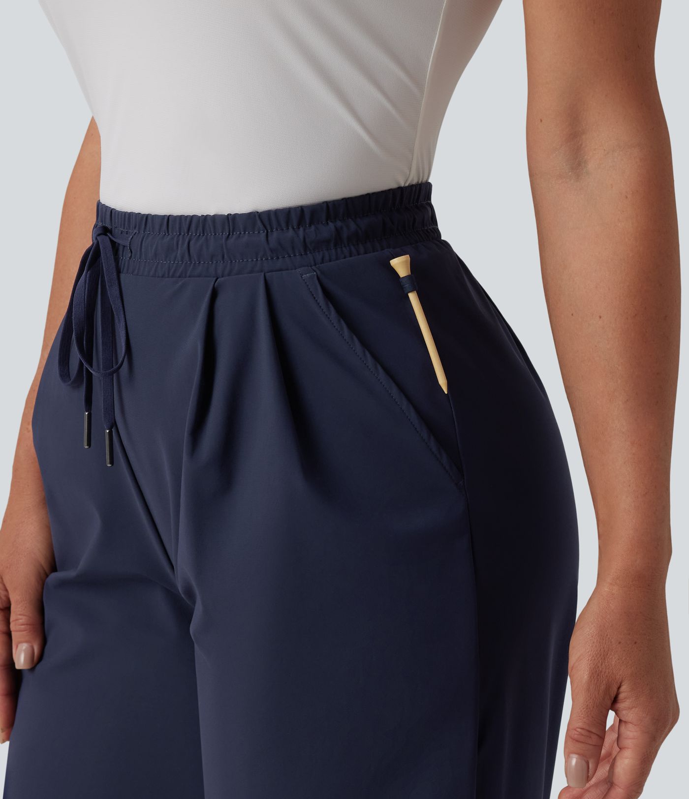 Golfhose mit hohem Bund, mehreren Taschen, Kordelzug und geradem Bein - schnelltrocknend