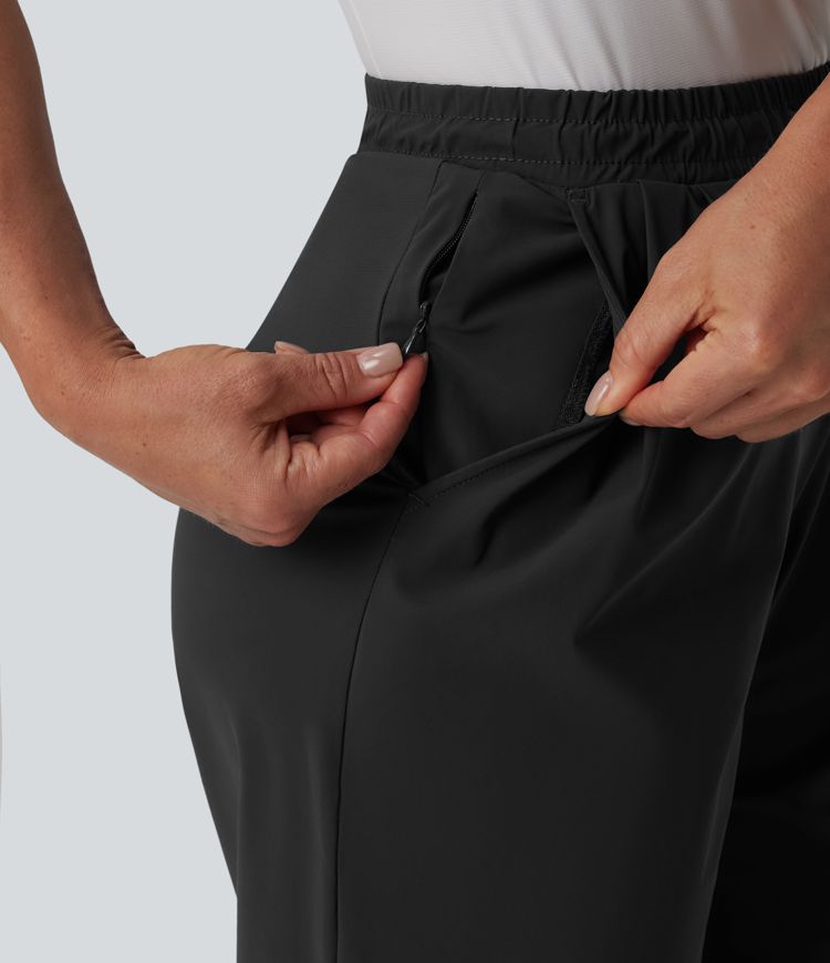 High Waisted Drawstring Straight Leg Quick Dry Golf Pants with Pockets