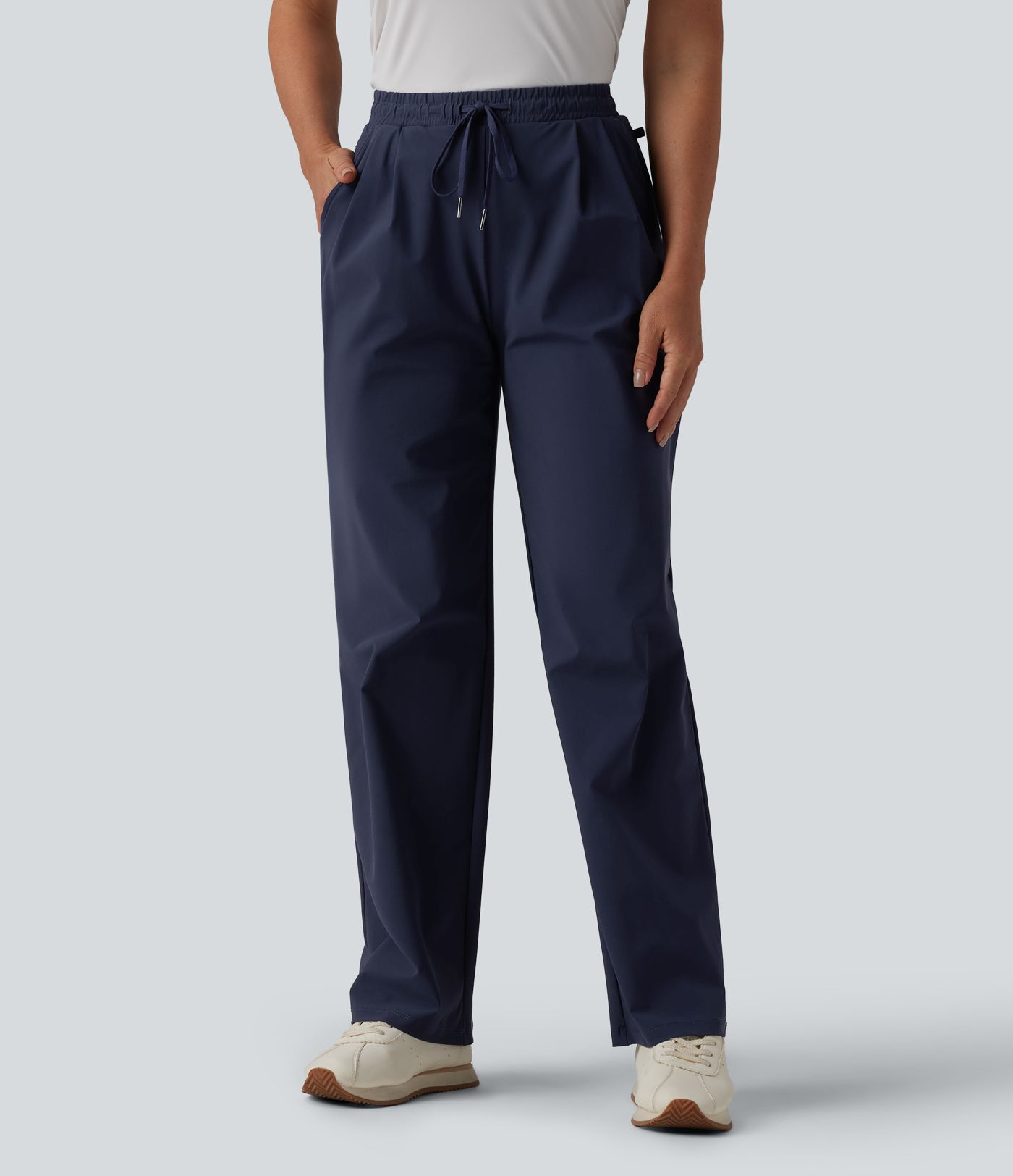 Golfhose mit hohem Bund, mehreren Taschen, Kordelzug und geradem Bein - schnelltrocknend