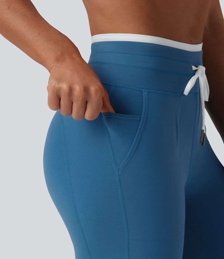 Halara UltraSculpt™ Color Block High Waisted Drawstring Tummy Control Pedal Pusher Yoga Leggings with Pockets