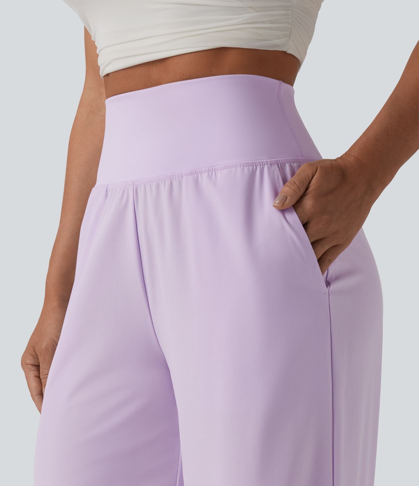 Breezeful™ High Waisted Ruffle Wide Leg Quick Dry Pants with Pockets