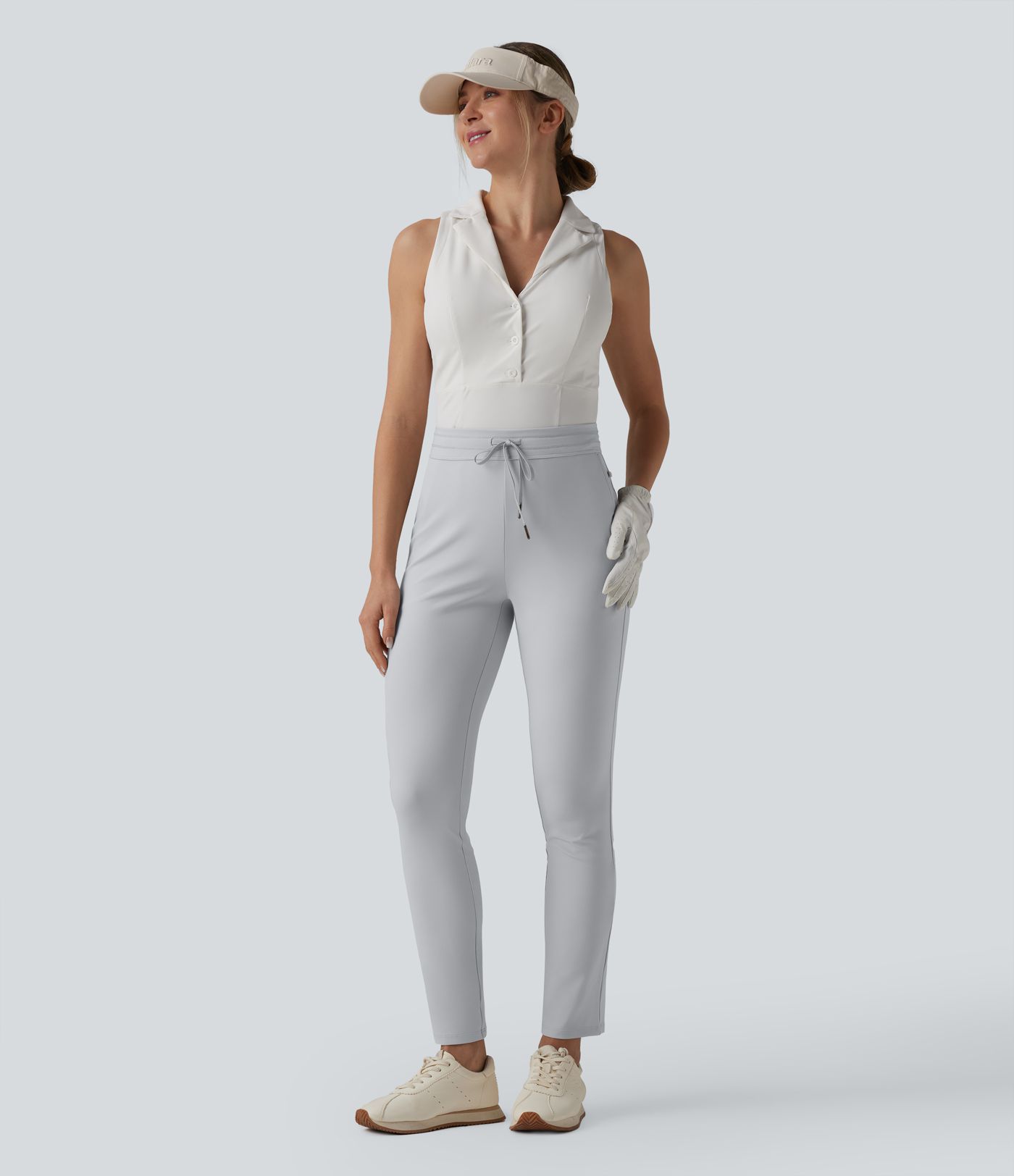 Golfhose mit hohem Bund, Seitentaschen, Kordelzug und Golf-Tee-Tasche - schnelltrocknend, UPF40+
