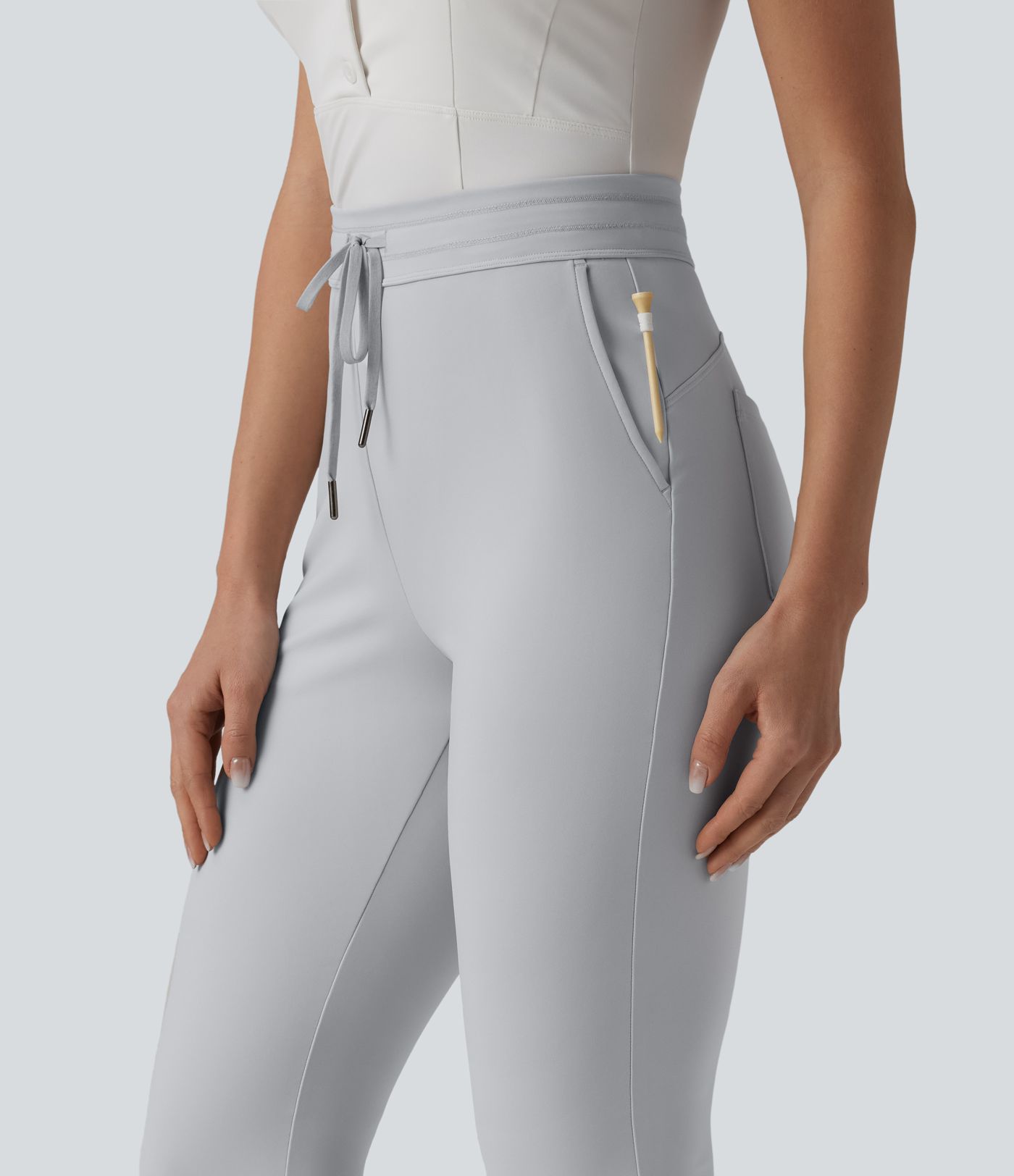 Golfhose mit hohem Bund, Seitentaschen, Kordelzug und Golf-Tee-Tasche - schnelltrocknend, UPF40+