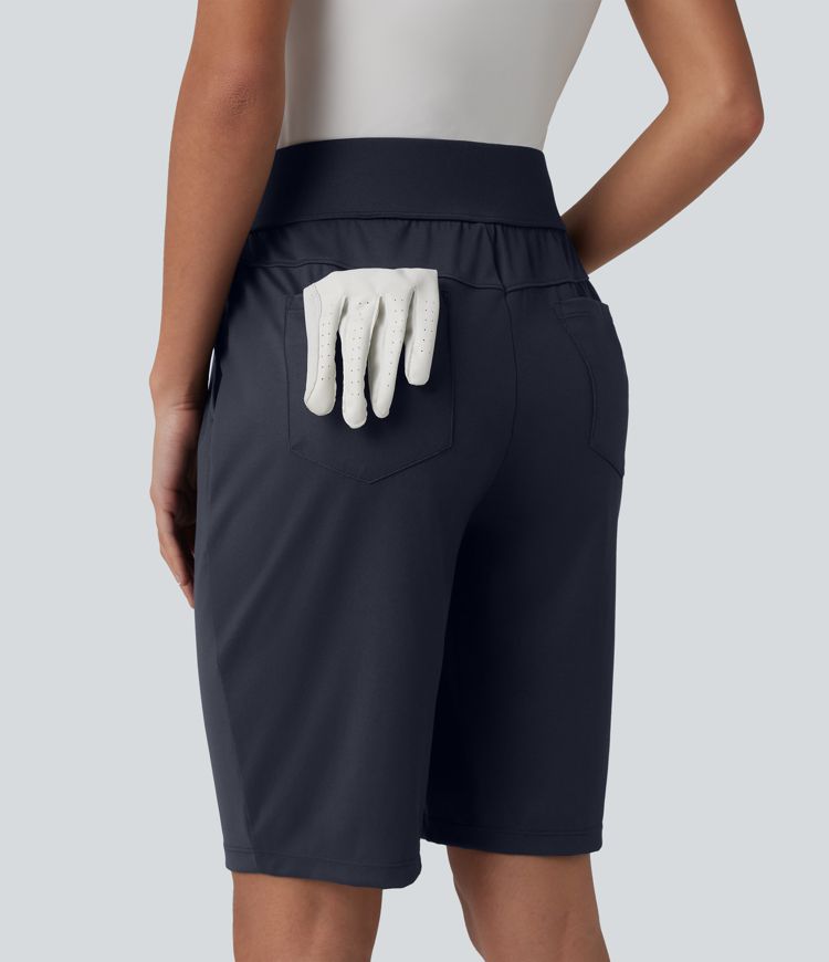 High Waisted Quick Dry Golf Shorts with Pockets 10''-Golf Tee-UPF40+