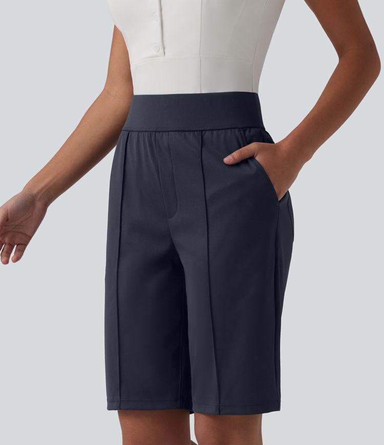 High Waisted Quick Dry Golf Shorts with Pockets 10''-Golf Tee-UPF40+