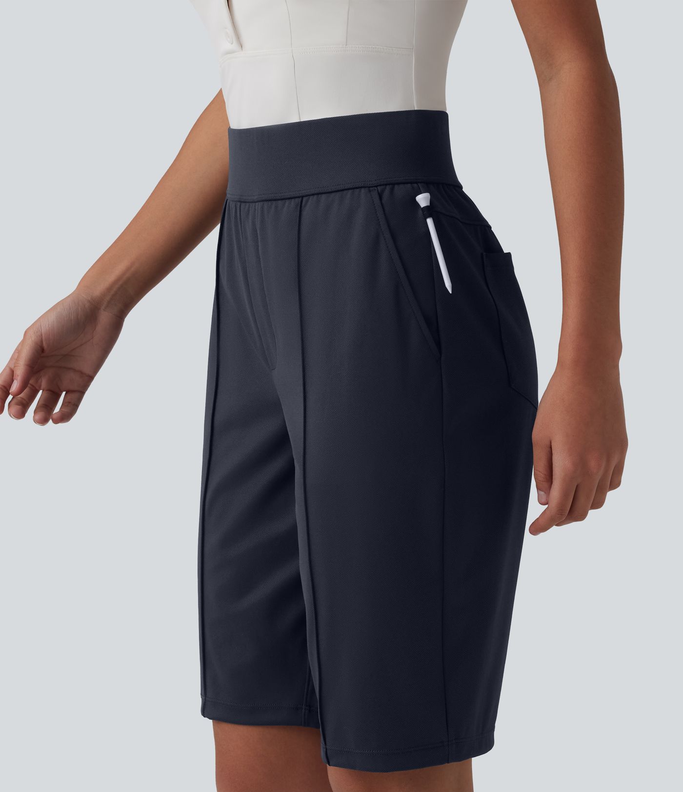 High Waisted Quick Dry Golf Shorts with Pockets 10''-Golf Tee-UPF40+