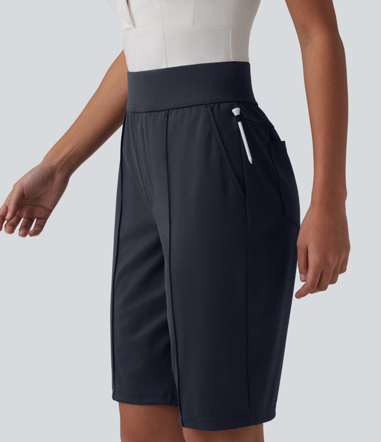 High Waisted Quick Dry Golf Shorts with Pockets 10''-Golf Tee-UPF40+
