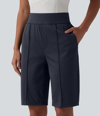 High Waisted Quick Dry Golf Shorts with Pockets 10''-Golf Tee-UPF40+