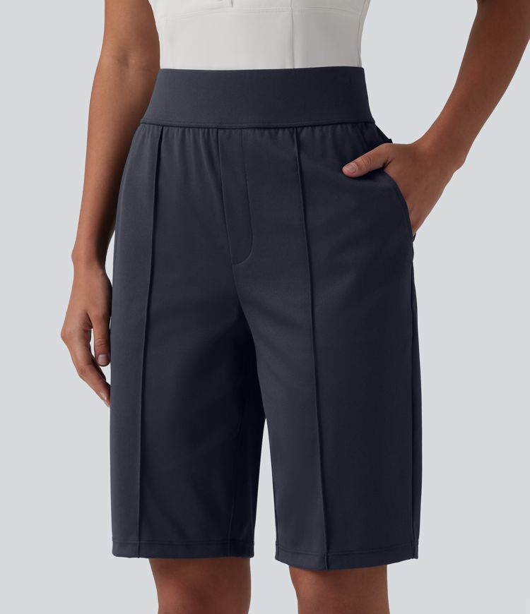 High Waisted Quick Dry Golf Shorts with Pockets 10''-Golf Tee-UPF40+
