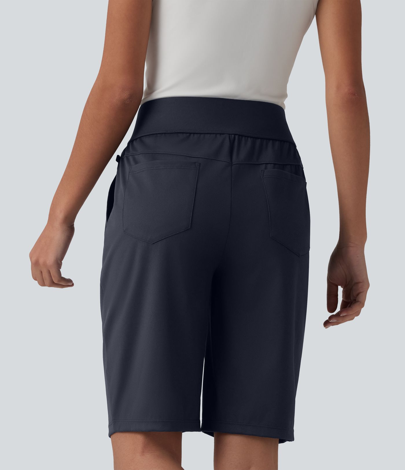High Waisted Quick Dry Golf Shorts with Pockets 10''-Golf Tee-UPF40+