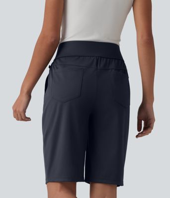 High Waisted Quick Dry Golf Shorts with Pockets 10''-Golf Tee-UPF40+
