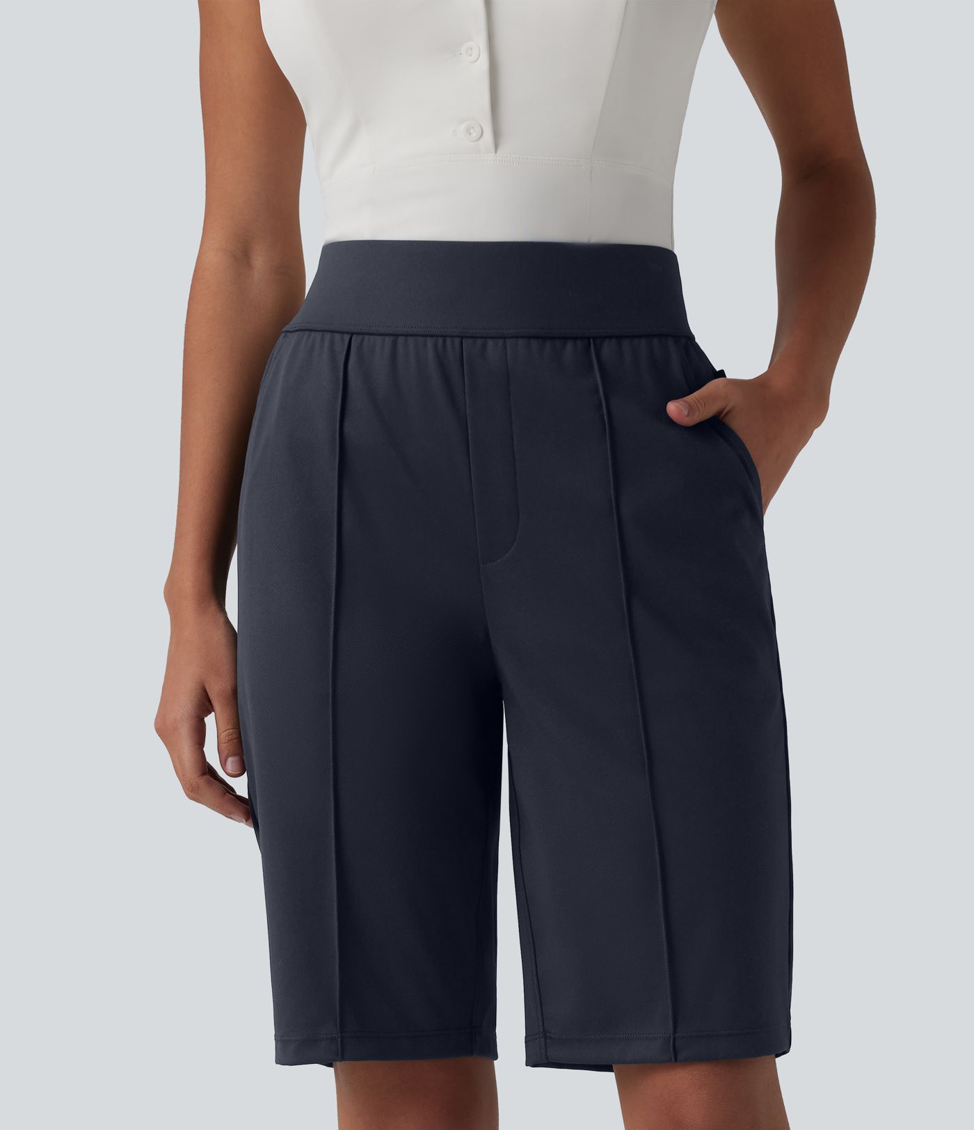 High Waisted Quick Dry Golf Shorts with Pockets 10''-Golf Tee-UPF40+