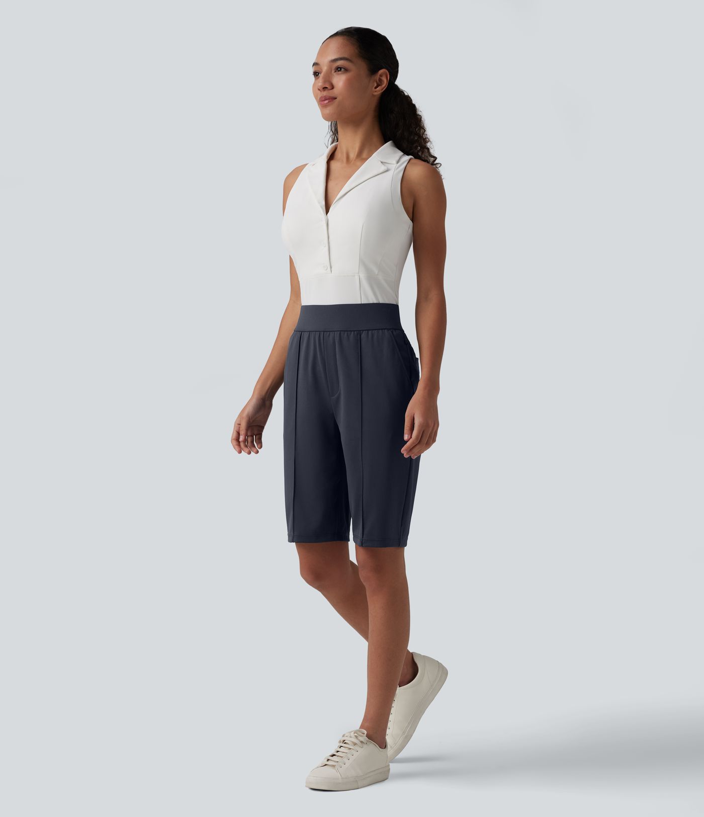 High Waisted Quick Dry Golf Shorts with Pockets 10''-Golf Tee-UPF40+