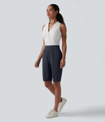 High Waisted Quick Dry Golf Shorts with Pockets 10''-Golf Tee-UPF40+