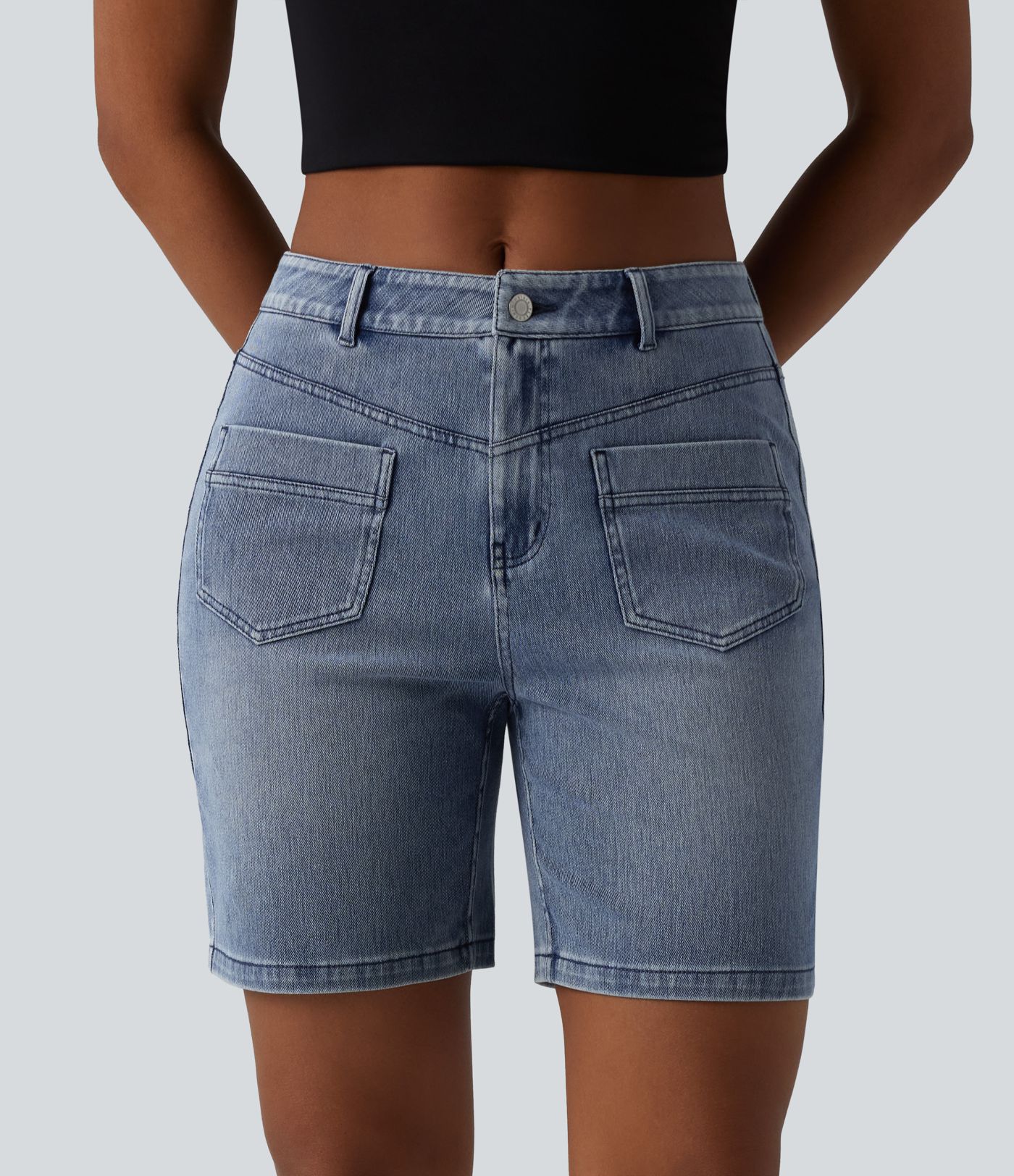 Halara Flex™ Mid Rise Denim Casual Shorts 7'' with Pockets