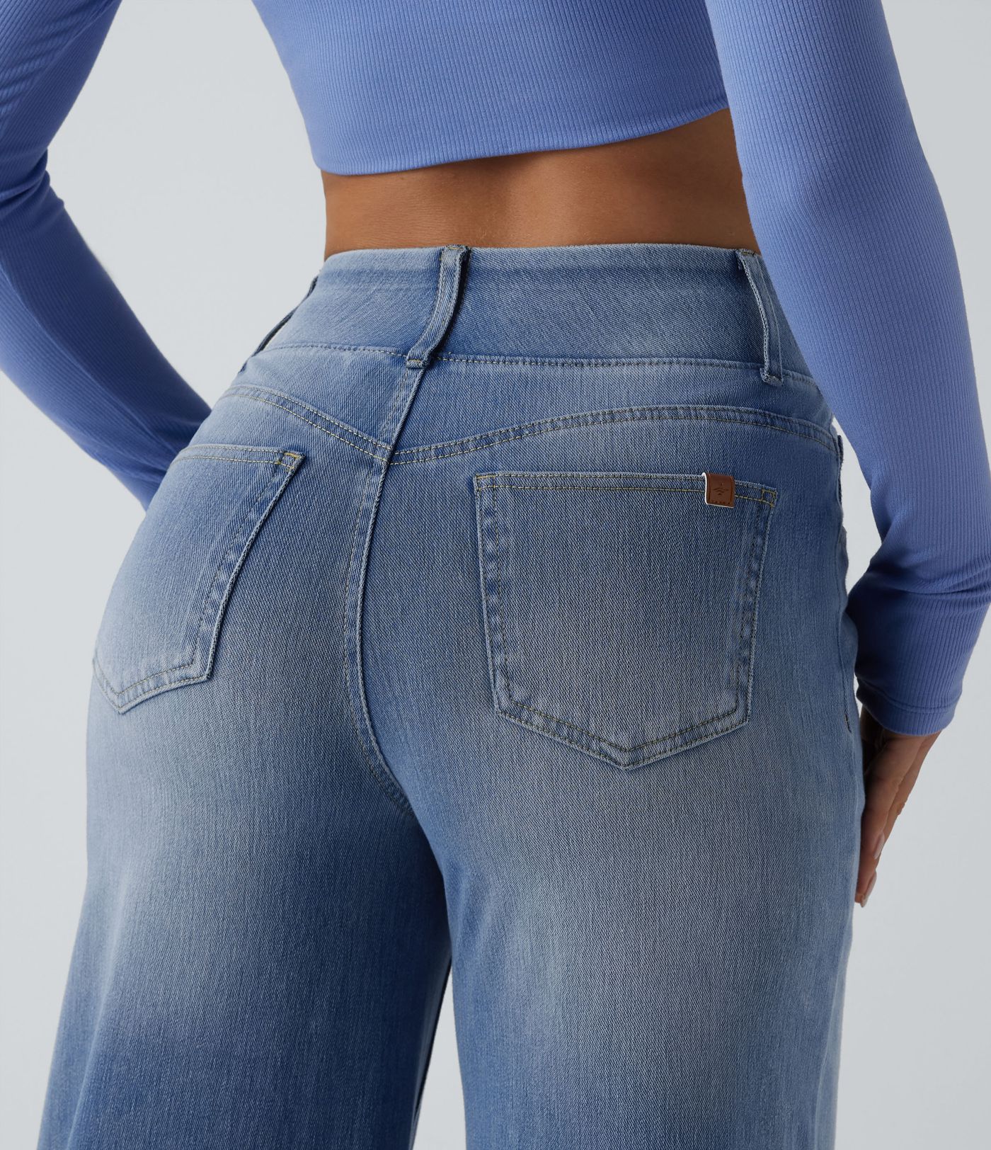Halara Flex™ High Waisted Wide Leg Denim Casual Leggings with Pockets