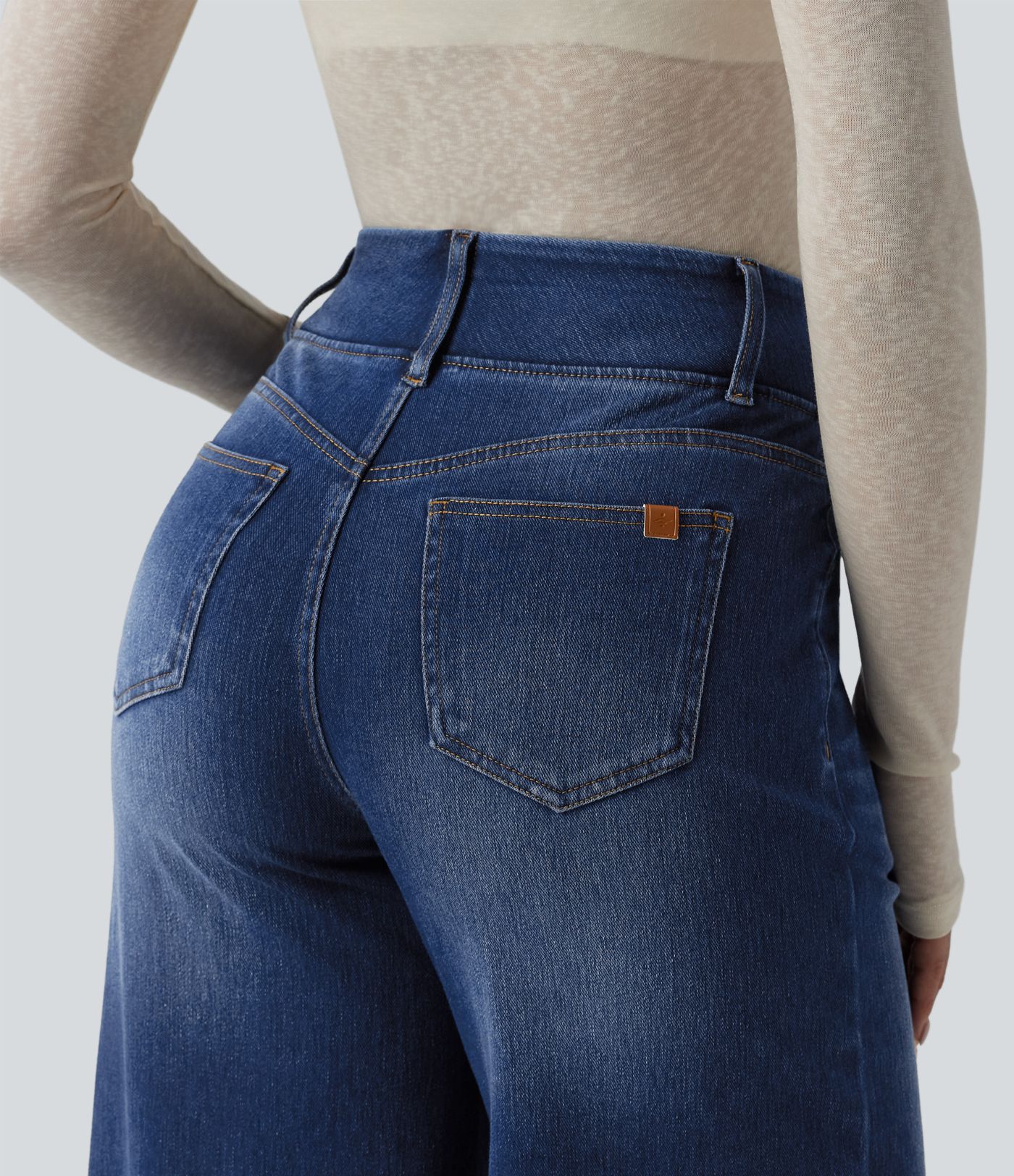 Halara Flex™ High Waisted Wide Leg Denim Casual Leggings with Pockets